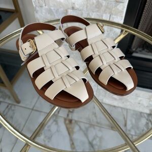 Mansur Gavriel Woven Leather Fisherman Sandals - Cream